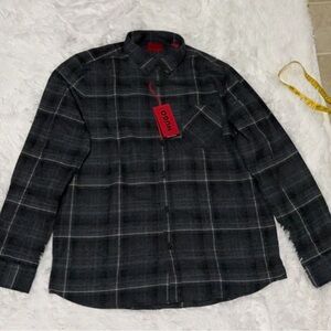 HUGO Charcoal Checkered Long Sleeve Shirt